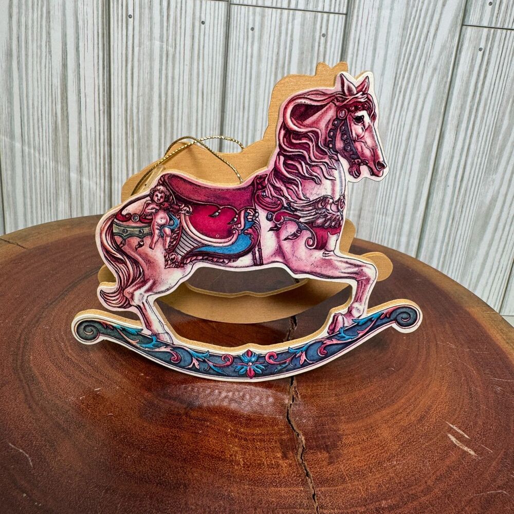 Wooden Rocking Horse For Christmas Tree Decor 4"x2"